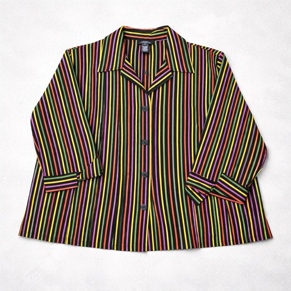 Jones New York Signature Stripe Shirt Womens 18W Stretch NWT